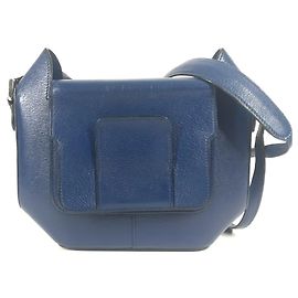 Bolsa de aba octogonal H Logo da Hermès em azul Azul
