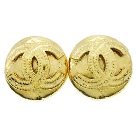 Boucles d'oreilles clip Chanel CC en métal Doré
