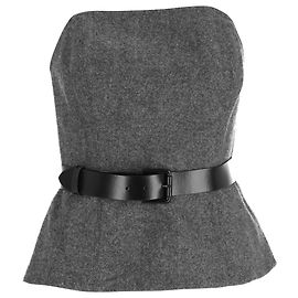 Max Mara Eliadi Belted Herringbone Bustier Top in Grey Wool Grey