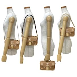 Louis Vuitton-Louis Vuitton Pochette Metis EW Monogram Empreinte Leather Shoulder Bag-Beige