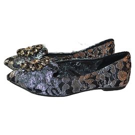 Sapatilhas de renda Dolce & Gabbana Taormina preto cinza Preto Cinza