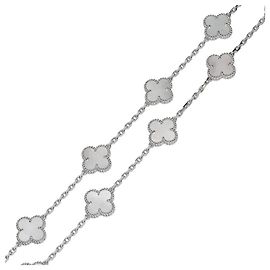 Collar Vintage Alhambra K18WG de madreperla de Van Cleef & Arpels Blanco