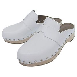 Sabot en cuir Calya 36 d'Hermès Blanc