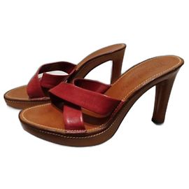 Yves Saint Laurent Leather Mules Red Red