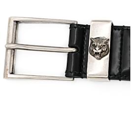 Gucci-Cinto de couro GUCCI Tiger Wildcat-Preto,Prata