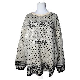 Autre Marque Pull ras du cou à pois vintage Kansai Yamamoto M/L Gris
