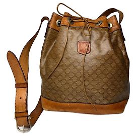 Céline Borsa a secchiello in pelle verniciata monogramma Celine vintage marrone Marrone