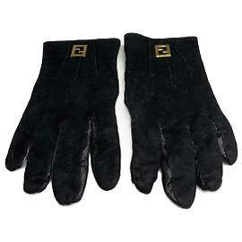 Vintage Fendi Lederhandschuhe Schwarz S/M Schwarz
