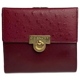 Vintage Givenchy Ostrich Leather Wallet purple Purple