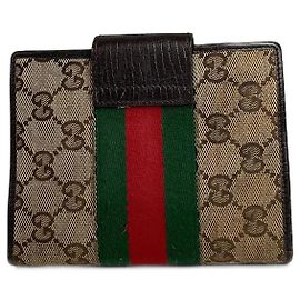 Vintage Gucci Monogram Organizer Card Holder Beige Brown Beige
