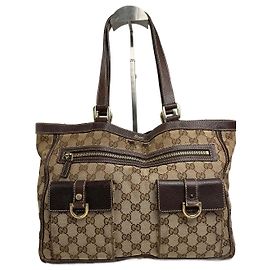 Sac à main vintage Gucci monogram beige et marron Beige