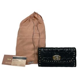 Portafoglio in pelle Miu Miu vintage con borchie nero Nero