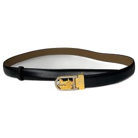 Céline Cinto preto com logo de carruagem vintage Celine Paris Preto