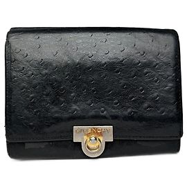 Vintage Givenchy Ostrich Leather Wallet Black Black
