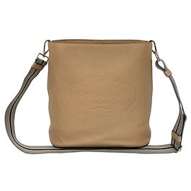 Bolsa de ombro em couro Vitello Phoenix bege da Prada Bege