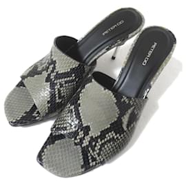 Autre Marque Hochhackige Python-Leder-Mules von Peter Do Braun Grau