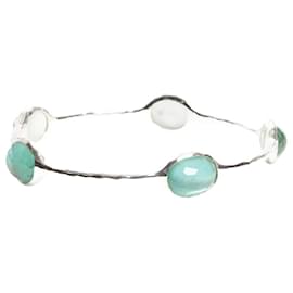Autre Marque Silver and blue 5-stone bangle Silvery