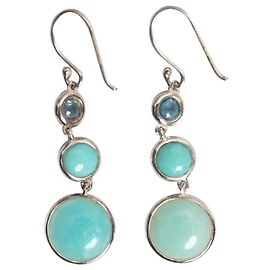 Autre Marque Blue Lollitini 3-stone drop earrings Silvery Blue