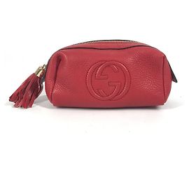 Gucci Soho GG Logo Red Makeup Pouch Red