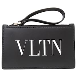 Porte-cartes en cuir noir Valentino Garavani Noir