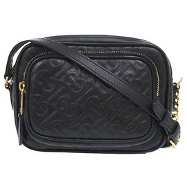 Bolsa de câmera em couro Burberry com monograma TB Preto