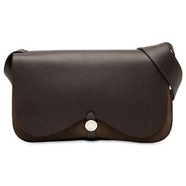 Bolsa Colorado PM em Vache Liege e Toile marrom Hermès Marrom Castanho escuro