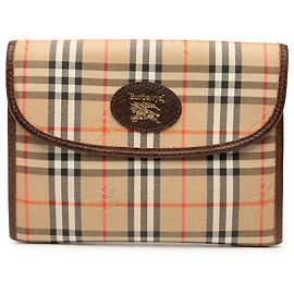 Burberry Beige Haymarket Check Canvas Pouch Beige