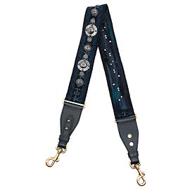 Sangle de sac brodée en toile cloutée bleue Dior Bleu Bleu Marine