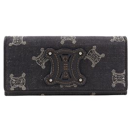 Céline Cartera Larga Triomphe Celine en Denim Marino Azul marino