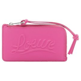 Loewe Pink Leather Business Card Case Pink