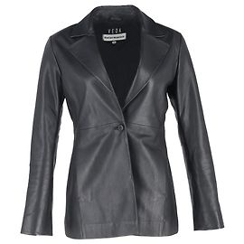 Reformation Veda Bowery Single-Breasted Blazer in Black Leather Black