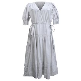 Vestido midi em algodão branco Imani com pregas de Ulla Johnson Branco Cru