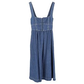 Robe Midi Sans Manches Tagliatelle en Jean Coton Bleu de Reformation Bleu