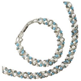 Autre Marque Set collana e bracciale 2 in 1 in perle turchesi Argento