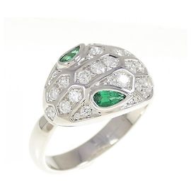Bulgari Anel Serpenti Bvlgari em Ouro Branco com Diamantes e Esmeraldas Outro