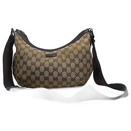 Sac à épaule croissant vintage Gucci monogram beige marron Beige