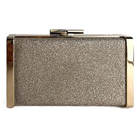 Jimmy Choo Clutch de metal com textura de glitter empoeirada J Box Ice Outro