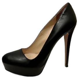Prada black leather skyscraper heels Black