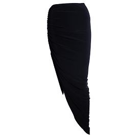 Norma Kamali, Diana side drape long skirt in black Black