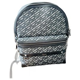 Versace Medusa Leather Backpack Black Grey Black Grey