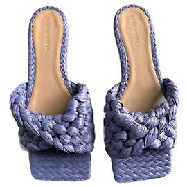 Bottega Veneta Straw Slippers Lavender Lavender