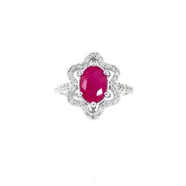 Autre Marque Anel de ouro branco com rubi e diamantes Prata