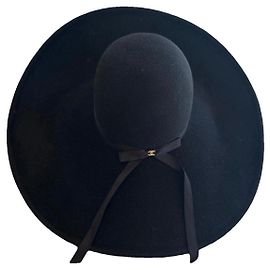 Cappello a tesa larga Chanel in Seta Nero Nero