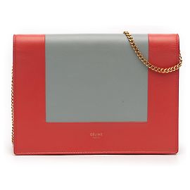 Céline Celine Red Leather Frame Wallet on Chain Red