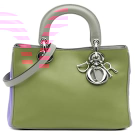 Dior-Dior Red Mini Tricolor Leather Diorissimo Satchel-Red