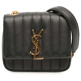 Bolso de cadena Vicky Monogram de cordero negro Saint Laurent Negro