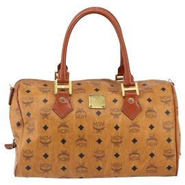 Bolsa MCM Visetos em lona e couro Marrom