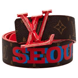 Cintura Initial Monogram Pyramid Louis Vuitton x Virgil Abloh Marrone Rosso