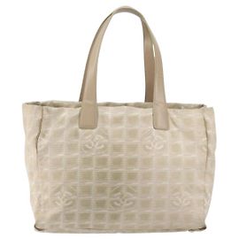 Chanel Reise-Linie Tote aus Nylon Medium Beige