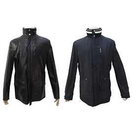 Hermès HERMES WENDENDE SCHWARZE LAMMFELLJACKE & SCHWARZER STOFF GRÖSSE 50 M Schwarz